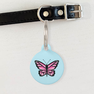Médaillon Pour Animaux Papillon rose
