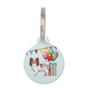 Médaillon Pour Animaux Papillon Rouge Et Blanc Anniversaire Coloré