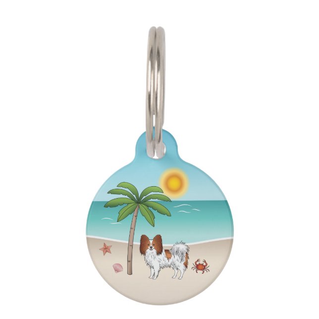 Médaillon Pour Animaux Papillon Rouge Et Blanc Plage Été Tropicale (Devant)