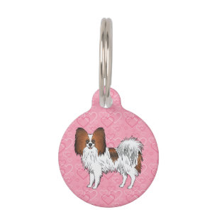 Médaillon Pour Animaux Papillon roux sable mignon dessin animé sur des cœ