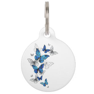 Médaillon Pour Animaux Papillons volants bleus Morpho