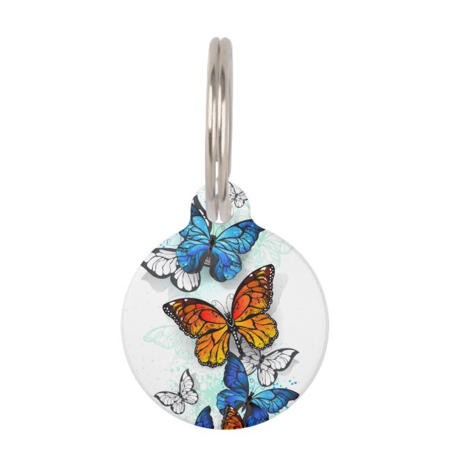 Médaillon Pour Animaux Papillons volants Morpho et Monarch (Devant)