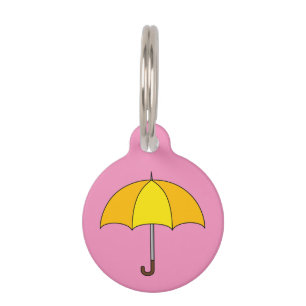 Médaillon Pour Animaux Parapluie Jaune   Ajouter un nom