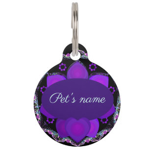 Médaillon Pour Animaux Parapluie violet & coeurs .7