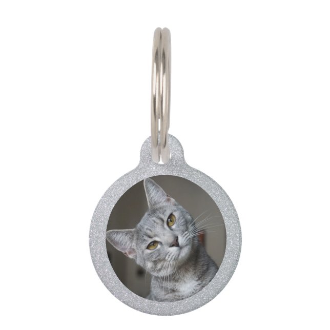 Médaillon Pour Animaux Parties scintillant Argent Chat Kitten Animaux de  (Devant)