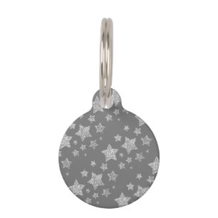 Médaillon Pour Animaux Parties scintillant argent scintille Étoiles motif