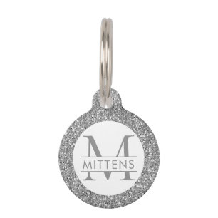 Médaillon Pour Animaux Parties scintillant d'argent gris rose