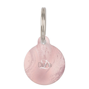 Médaillon Pour Animaux parties scintillant élégante en marbre rose rose