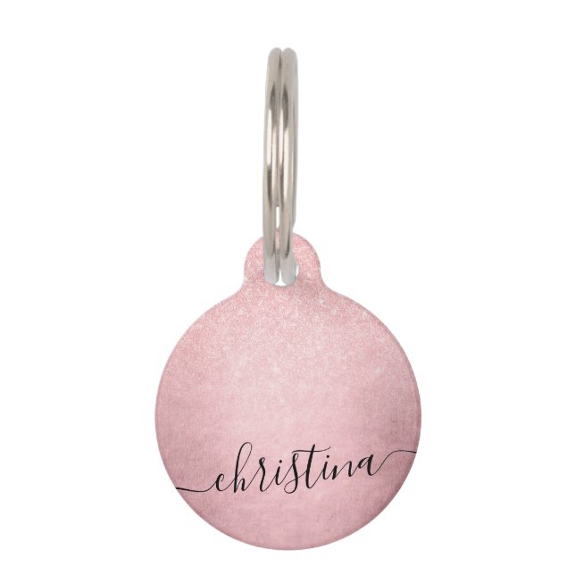 Médaillon Pour Animaux parties scintillant élégante en or rosé rose (Devant)