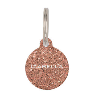Médaillon Pour Animaux Parties scintillant Gold Sparkle Rose - Étiquette