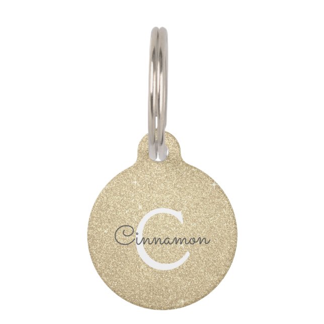 Médaillon Pour Animaux Parties scintillant or et nom du monogramme étince (Devant)