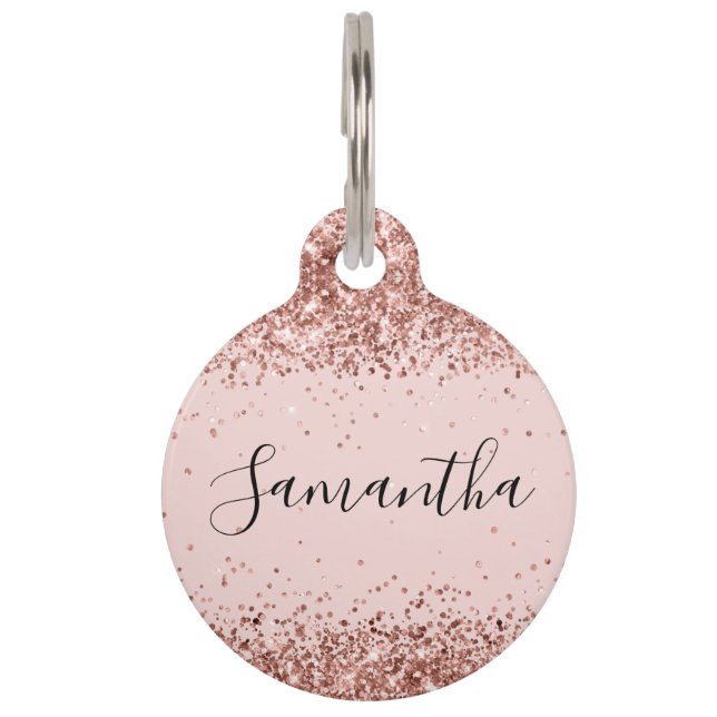 Médaillon Pour Animaux Parties scintillant or rose (Devant)