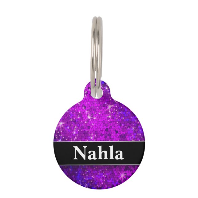 Médaillon Pour Animaux Parties scintillant violette Bling Chien Chat Diva (Devant)