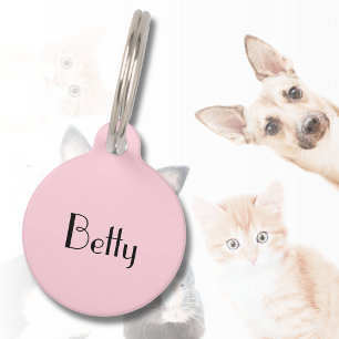 Médaillon Pour Animaux Pastel Pink Minimal Élégant Chat Chien Nom Adresse