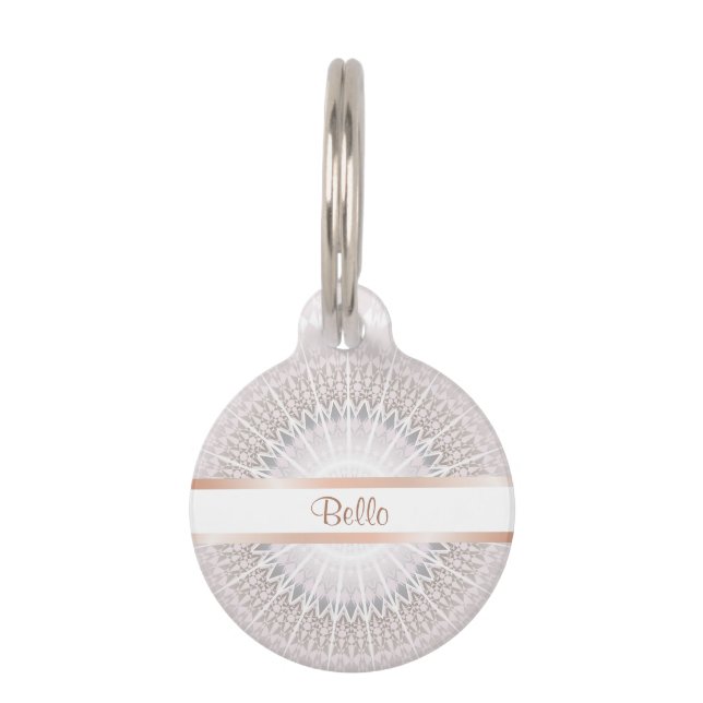 Médaillon Pour Animaux Pastel Rose Gold Mandala Monogramme (Devant)