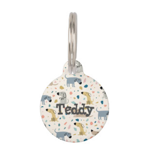 Médaillon Pour Animaux Pastel Terrazzo Funny Mignonne Chien Motif
