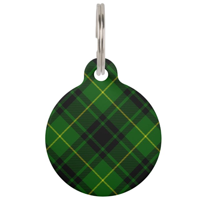 Médaillon Pour Animaux Pâte verte de tartan MacArthur (Devant)