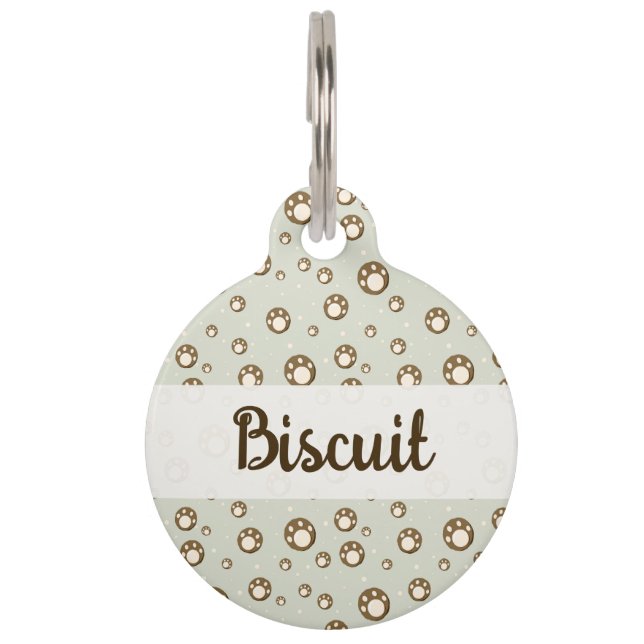 Médaillon Pour Animaux Pâtes de biscuits empreinte de patte motif vert cl (Devant)
