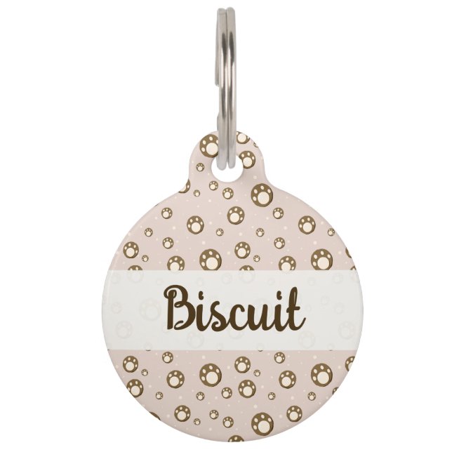 Médaillon Pour Animaux Pâtes de biscuits empreintes de pattes motif rose  (Devant)