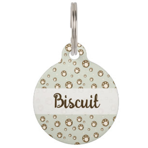 Médaillon Pour Animaux Pâtes de biscuits empreintes de pattes motif vert