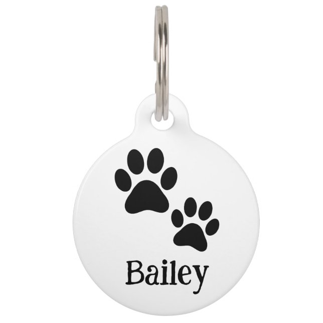 Médaillon Pour Animaux Patte de compagnie noire Simple (Bailey) (Devant)