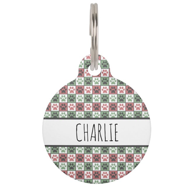 Médaillon Pour Animaux Patters de Red and Green (Devant)