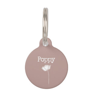 Médaillon Pour Animaux Pavot à fleurs rose Brown