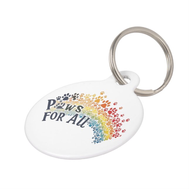 Médaillon Pour Animaux Paws for All - Rainbow Empreinte de patte Unity (Côté )