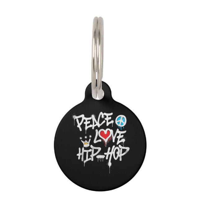 Médaillon Pour Animaux Peace Love Hip hop Dancing (Devant)