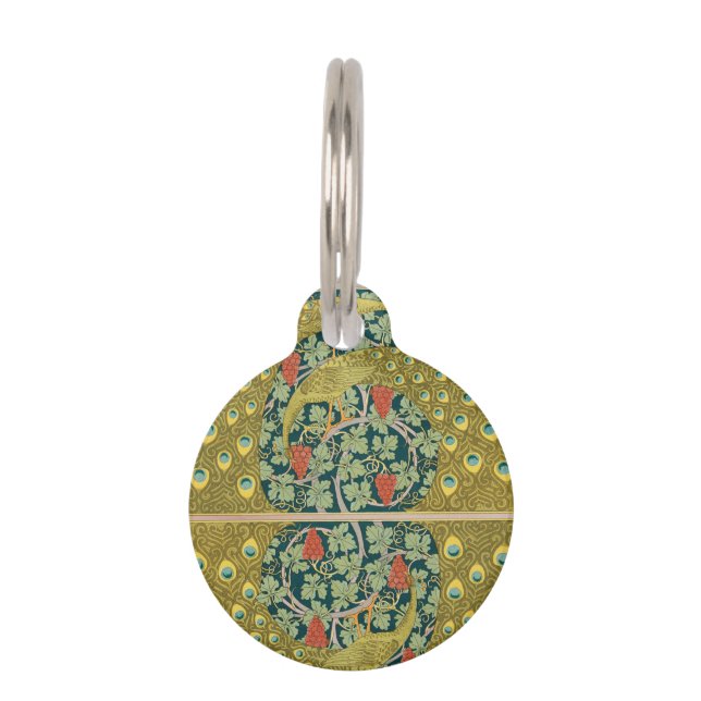 Médaillon Pour Animaux Peacock Art Nouveau Style rond design complexe (Devant)