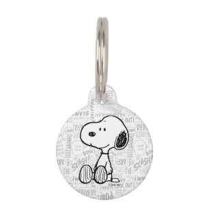Médaillon Pour Animaux PEANUTS Snoopy on Black White Comics