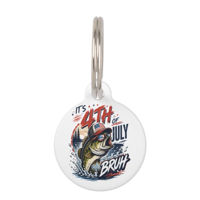 Médaillon Pour Animaux Pêche de la basse brute du 4 juillet (Devant)