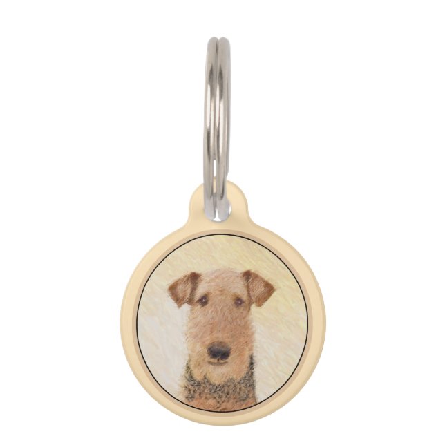 Médaillon Pour Animaux Peinture Airedale Terrier - Cute Original Art (Devant)