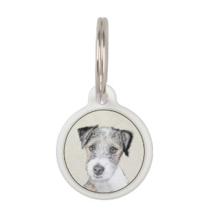 Médaillon Pour Animaux Peinture brute de Terrier Russell - Art de chien o