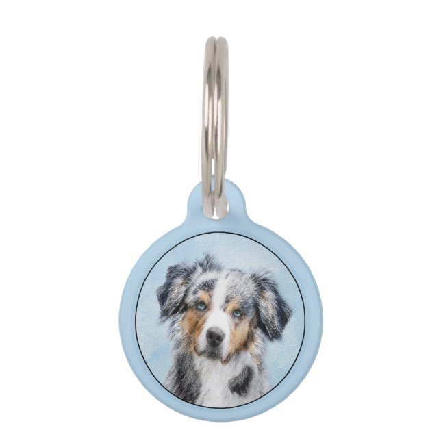 Médaillon Pour Animaux Peinture de berger américaine miniature - Chien Ar (Devant)