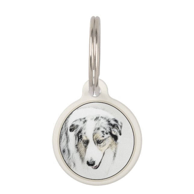 Médaillon Pour Animaux Peinture de berger australien - Art original de ch (Devant)