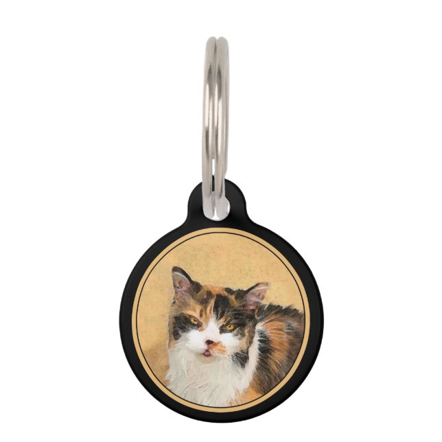 Médaillon Pour Animaux Peinture de chat Calico - Cute Original Cat Art (Devant)