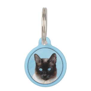 Médaillon Pour Animaux Peinture de chat siamois - Art de chat original mi