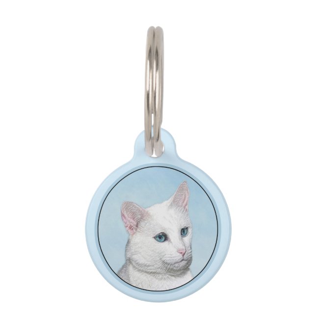 Médaillon Pour Animaux Peinture de chats blancs - Cute art original (Devant)