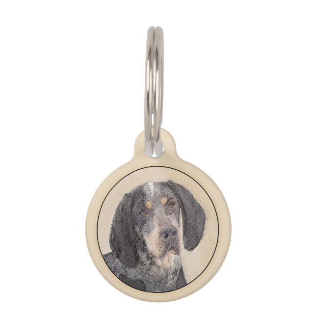 Médaillon Pour Animaux Peinture de linge bluetick - mignon chien original (Devant)