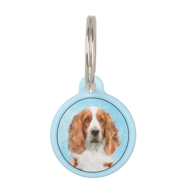 Médaillon Pour Animaux Peinture d'espagnol Welsh Springer - Art original  (Devant)