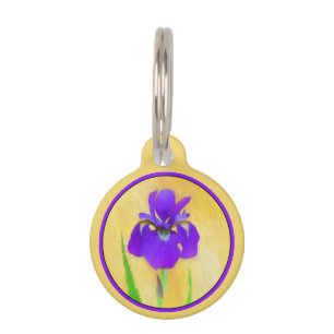 Médaillon Pour Animaux Peinture d'Iris à Barbe Violette - Chien Original 