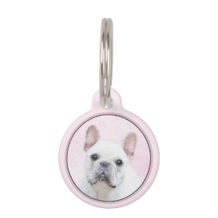 Médaillon Pour Animaux Peinture française de Bulldog (Crème/Blanc) - Art 