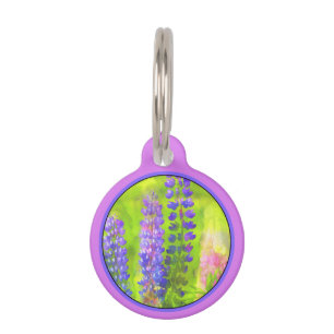 Médaillon Pour Animaux Peinture Lupine - Art Fleur Original