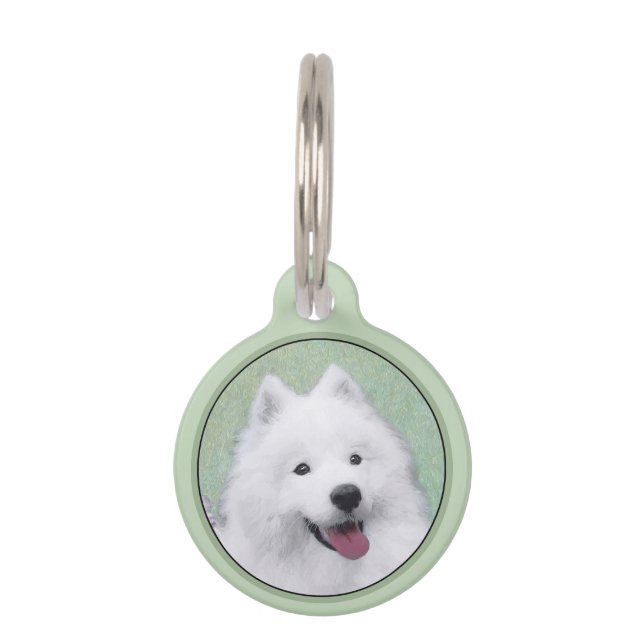 Médaillon Pour Animaux Peinture Samoyed - Cute Original Chien Art (Devant)