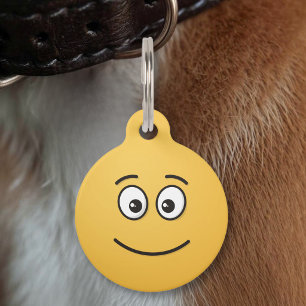 Médaillon Pour Animaux Pendentif avec visage souriant aux yeux ouverts