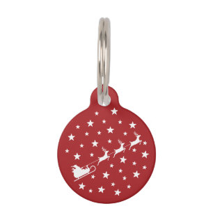 Médaillon Pour Animaux Père Noël Blanche Dormant Avec Rennes Et Étoiles S