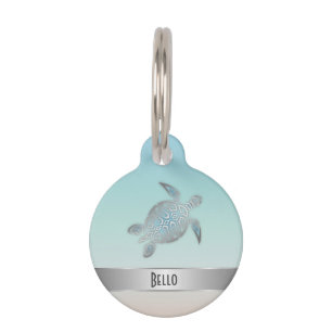 Médaillon Pour Animaux Personnalisation de la tortue de mer d'argent