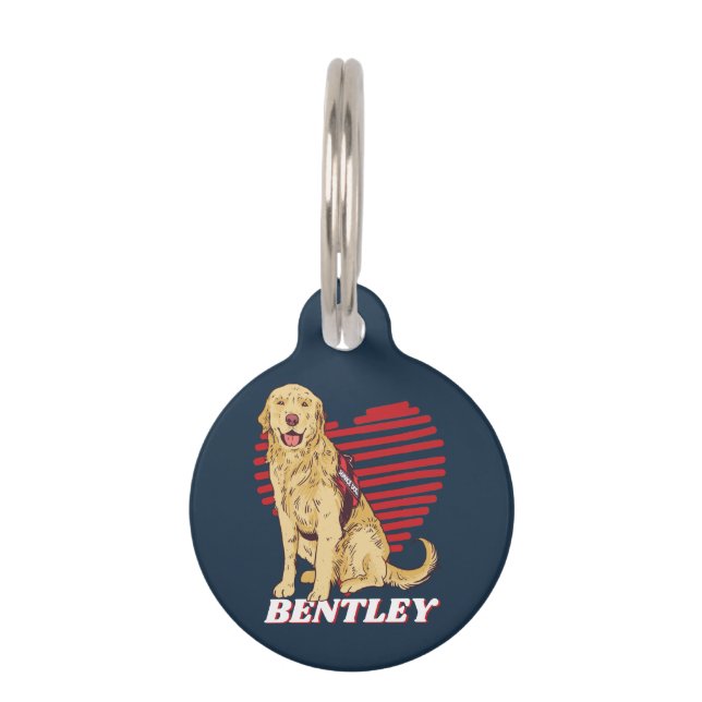 Médaillon Pour Animaux Personnalisé Golden Retriever Amoureux des chiens  (Devant)