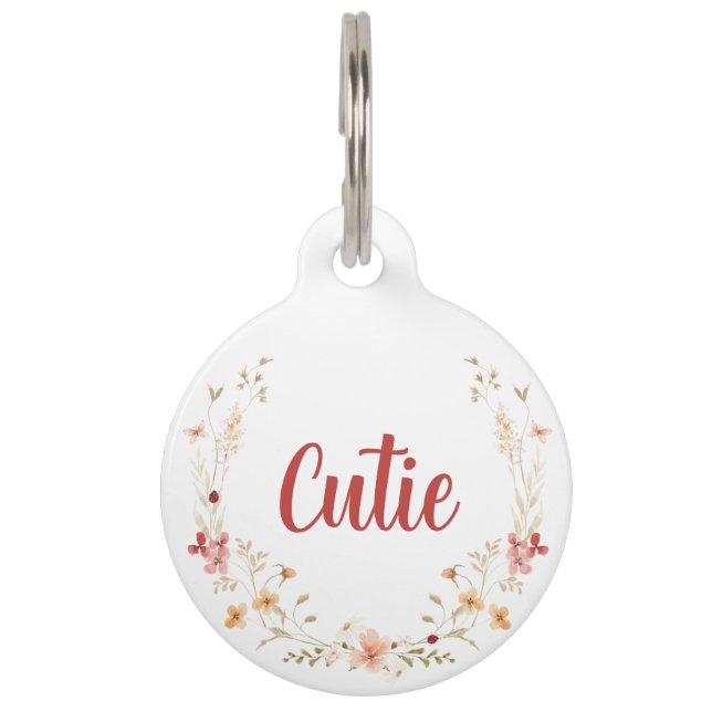 Médaillon Pour Animaux Personnalisé Pot de chien floral personnalisé Fleu (Devant)